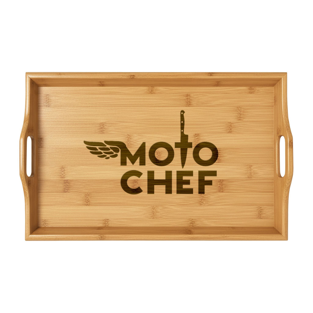 Moto Chef Bamboo Serving Tray — Engraved Wooden Kitchen Tray