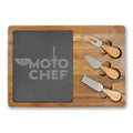 Engraved Acacia Charcuterie Board with Slate & Knife Set — "Moto Chef"